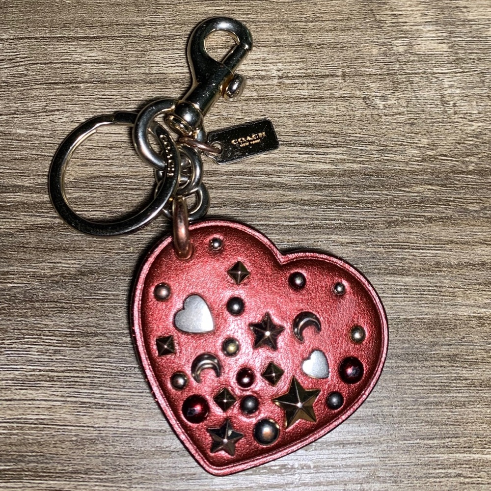 COACH Stardust Stud Heart Bag Charm Fob 21393